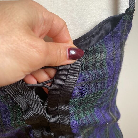 DIESEL Bnwt Sz Xs Womens Plaid Corset Tank Distressed Hem - Picture 4 of 12
